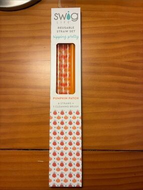 Swig Life Pumpkin Patch Reusable Straw Set - Orange